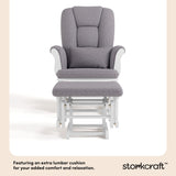 Tuscany white with gray swirl glider and ottoman lumbar cushion callout