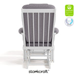 Tuscany white with gray swirl glider and ottoman with GGG and PTPA logos on top right