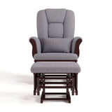 Tuscany espresso with gray swirl glider and ottoman front view