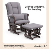 Tuscany espresso with gray swirl glider and ottoman style callout