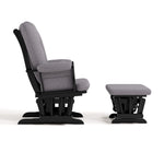 Tuscany black with gray swirl glider and ottoman side view