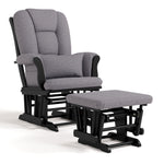 Tuscany black with gray swirl glider and ottoman angle view