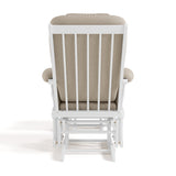 Tuscany white with taupe swirl glider and ottoman back view