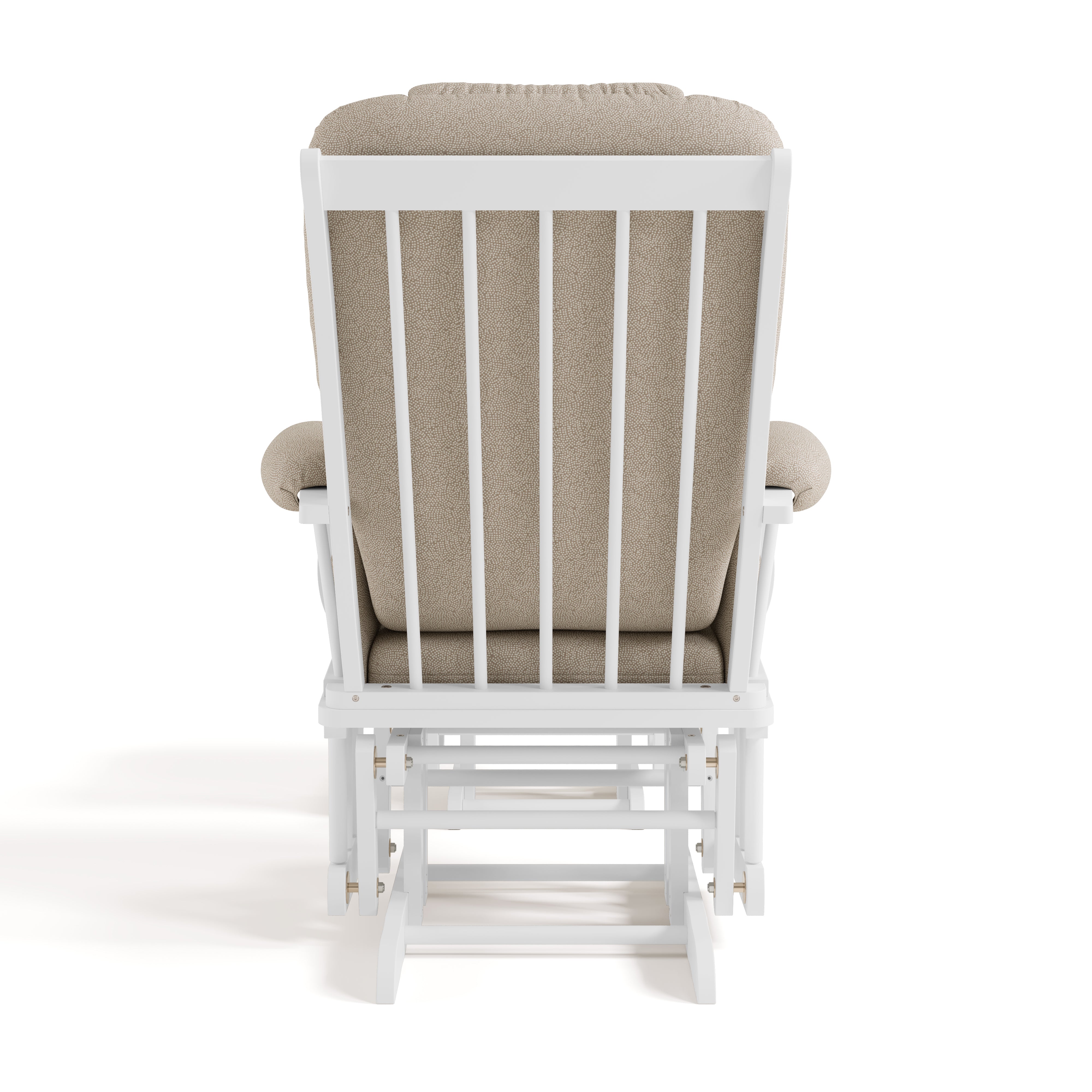 Tuscany white with taupe swirl glider and ottoman back view