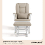 Tuscany white with taupe swirl glider and ottoman lumbar cushion callout