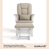 Tuscany white with taupe swirl glider and ottoman lumbar cushion callout