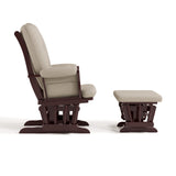 Tuscany espresso with taupe swirl glider and ottoman side view