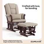 Tuscany espresso with taupe swirl glider and ottoman style callout