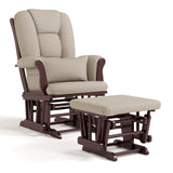 Tuscany espresso with taupe swirl glider and ottoman angle view