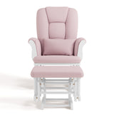 Tuscany white with pink swirl glider and ottoman front view