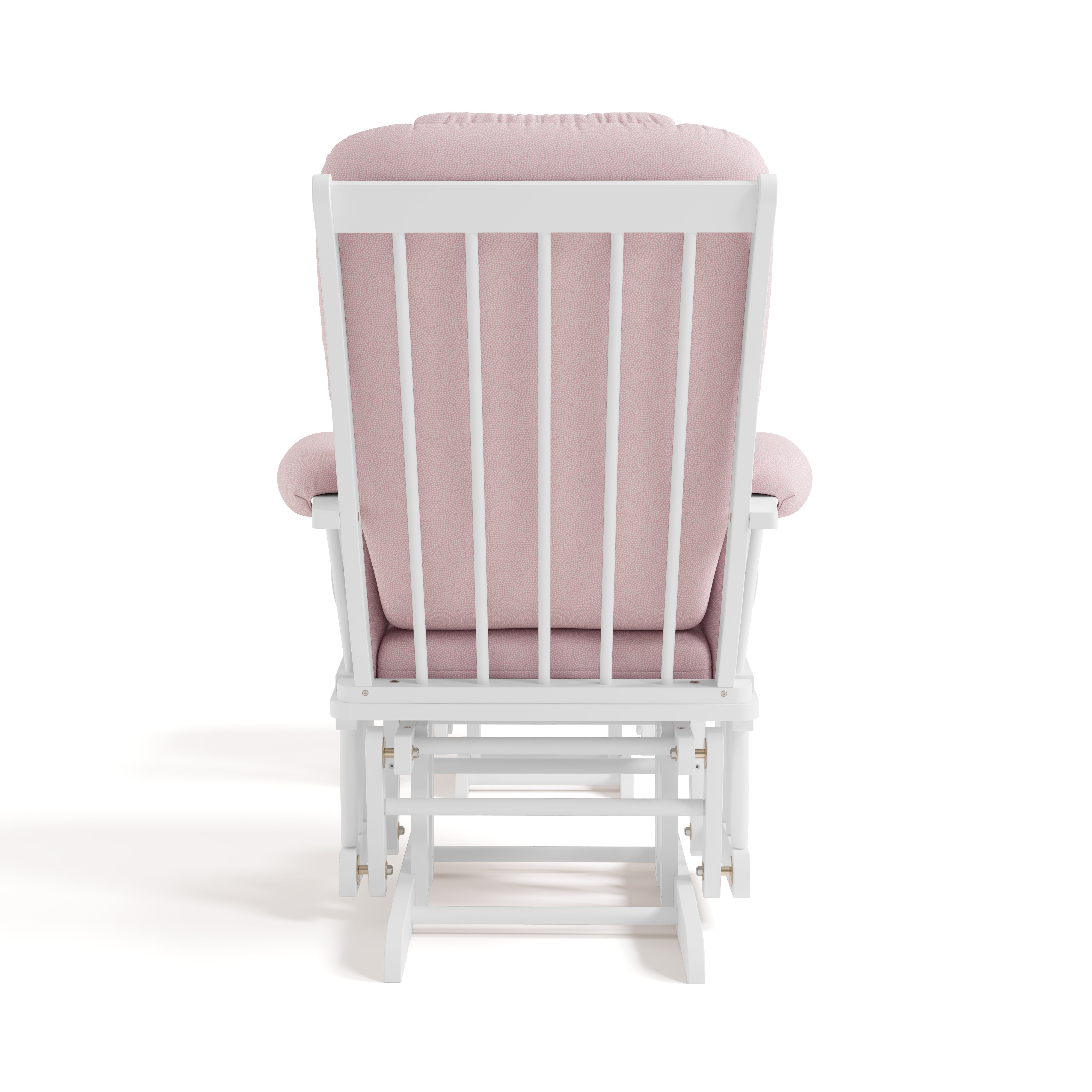 Tuscany white with pink swirl glider and ottoman back view
