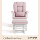 Tuscany white with pink swirl glider and ottoman lumbar cushion callout
