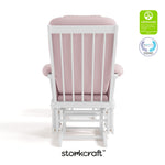 Tuscany white with pink swirl glider and ottoman with GGG and PTPA logos on top right