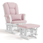 Tuscany white with pink swirl glider and ottoman angle view