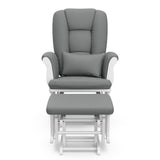 Tuscany white with gray glider and ottoman front view
