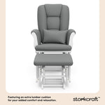 Tuscany white with gray glider and ottoman lumbar cushion callout