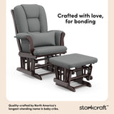 Tuscany espresso with gray glider and ottoman style callout