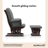 Tuscany espresso with gray glider and ottoman smooth gliding motion callout