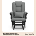 Tuscany black with gray glider and ottoman lumbar cushion callout