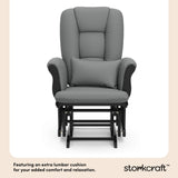 Tuscany black with gray glider and ottoman lumbar cushion callout