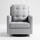 Front view of swivel glider with fog fabric