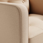Swivel glider with latte fabric in a room
