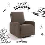 Kyoto mountain brown boucle wide glider with black doodles overlaid on image