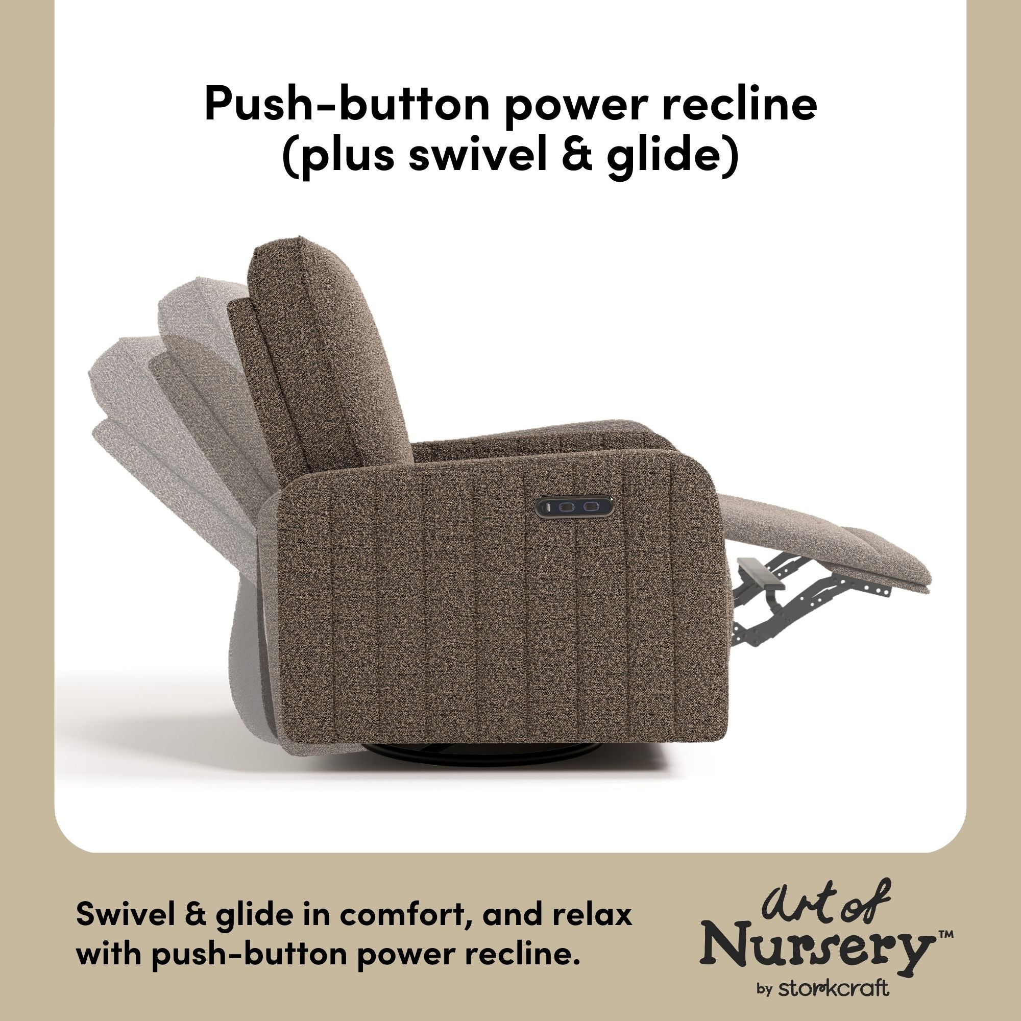 Kyoto mountain brown boucle wide glider power recline callout