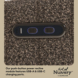 Kyoto mountain brown boucle wide glider dual usb ports callout