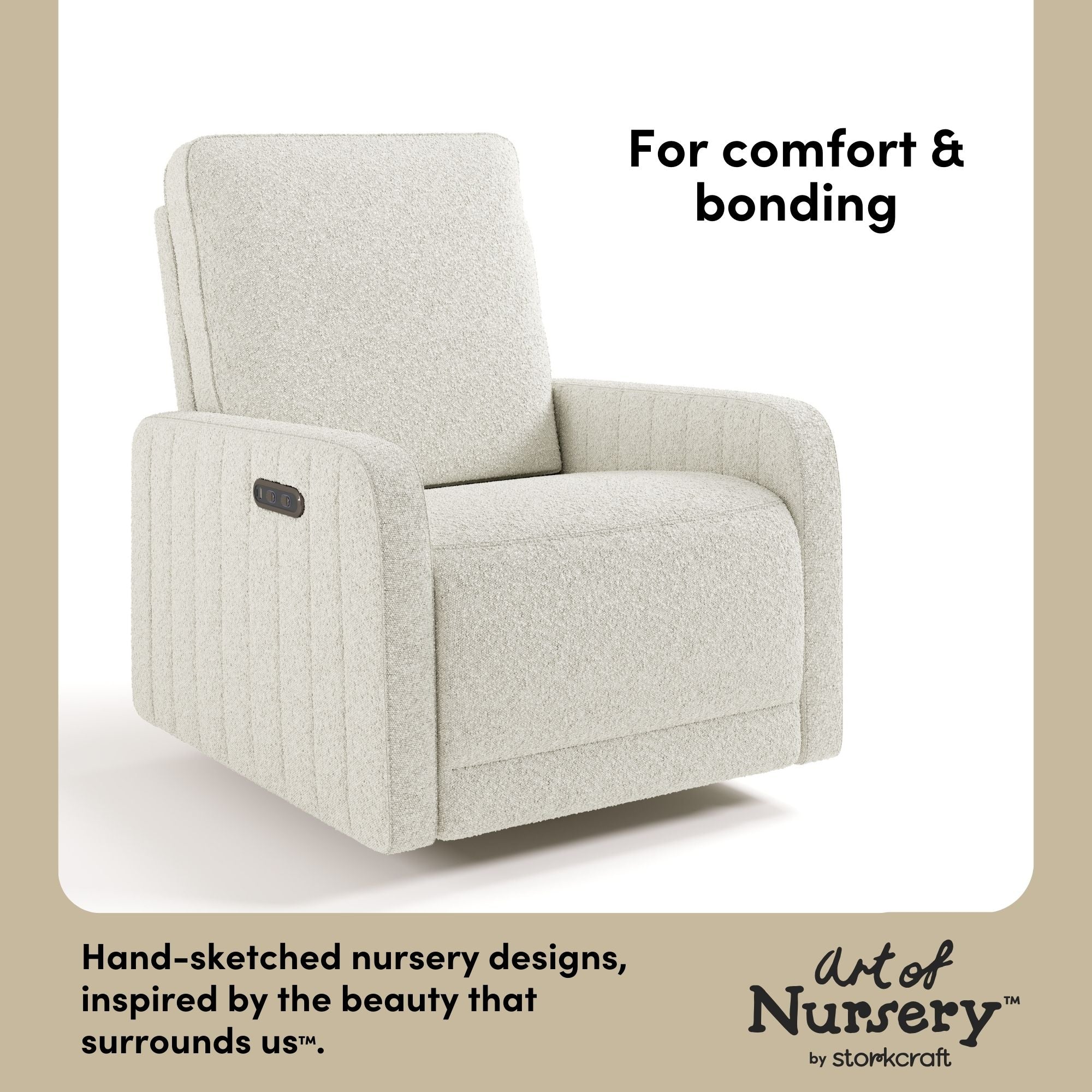 Kyoto ivory boucle wide glider style callout