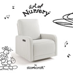 Kyoto ivory basketweave wide glider with black doodles overlaid on image