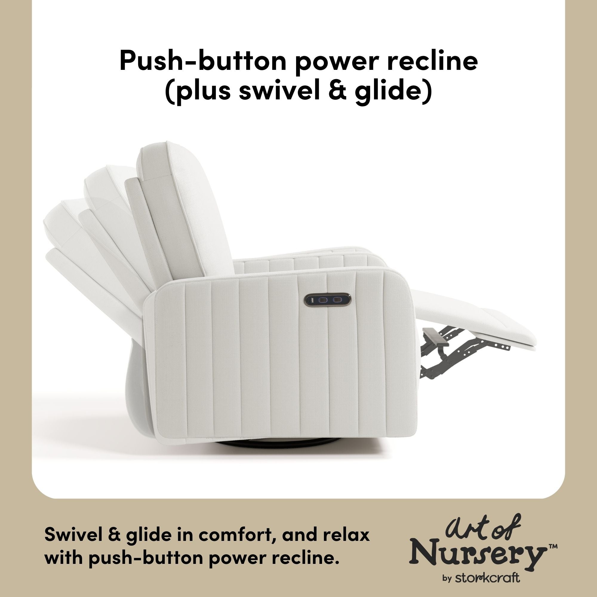 Kyoto ivory basketweave wide glider power recline callout