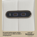 Kyoto ivory basketweave wide glider dual usb ports callout