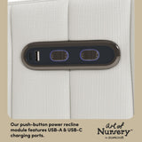 Kyoto ivory basketweave wide glider dual usb ports callout