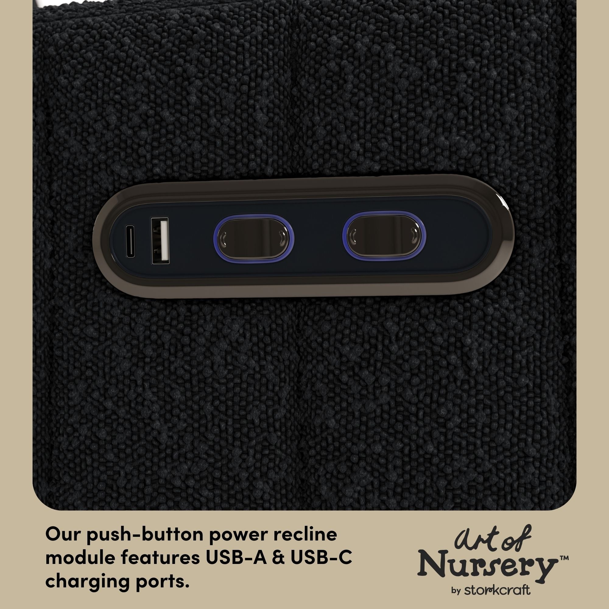 Kyoto black boucle wide glider dual usb ports callout