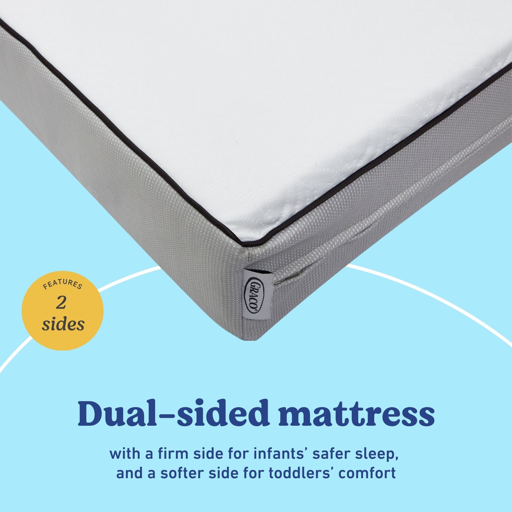Graco 6-Inch Dual-Sided Crib And Toddler Mattress dual-sided callout