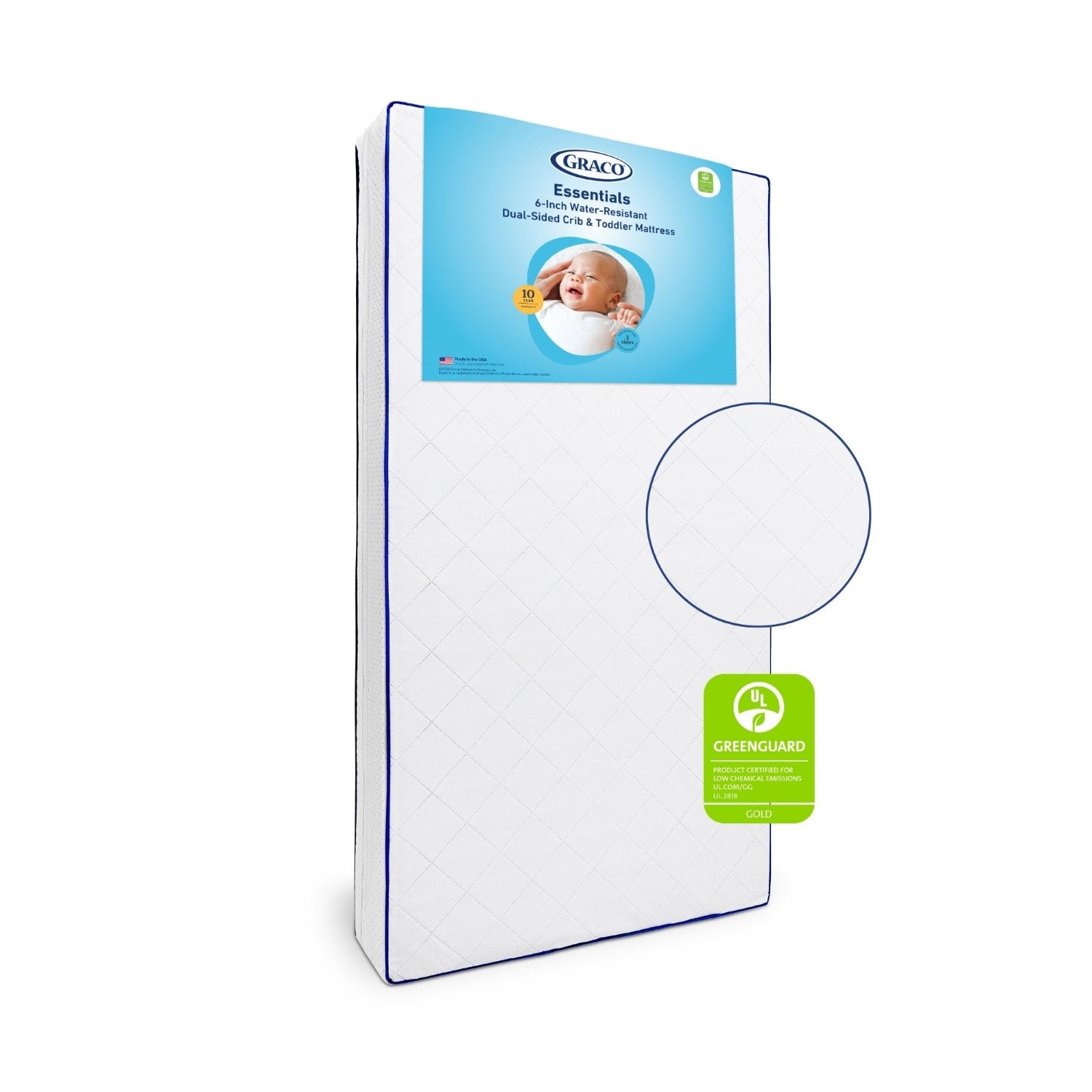 Graco Essentials 6-Inch Water-Resistant Dual-Sided Baby Crib & Toddler Bed Mattress