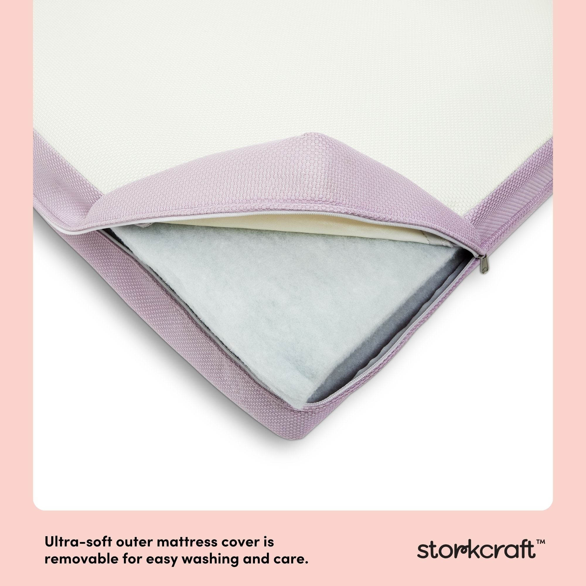 Storkcraft 6-Inch Mesh Dual-Sided Crib And Toddler Mattress removable cover callout