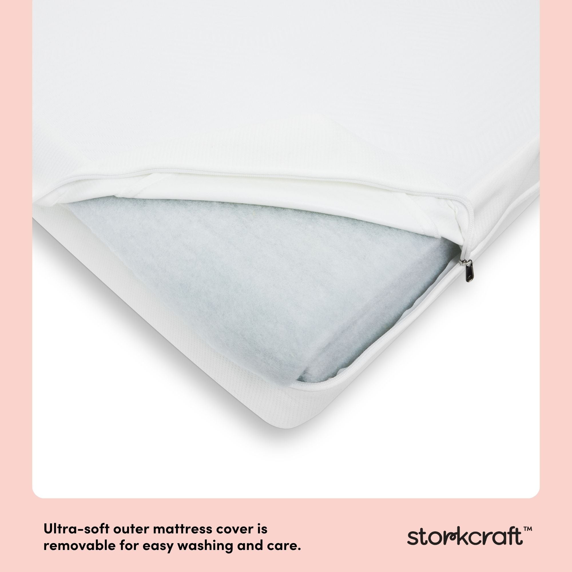 Storkcraft 6-Inch Dual-Sided Crib And Toddler Mattress removable cover callout