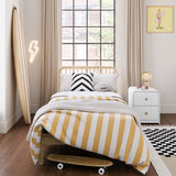 Santos white 2 drawer nightstand in kids room beside bed