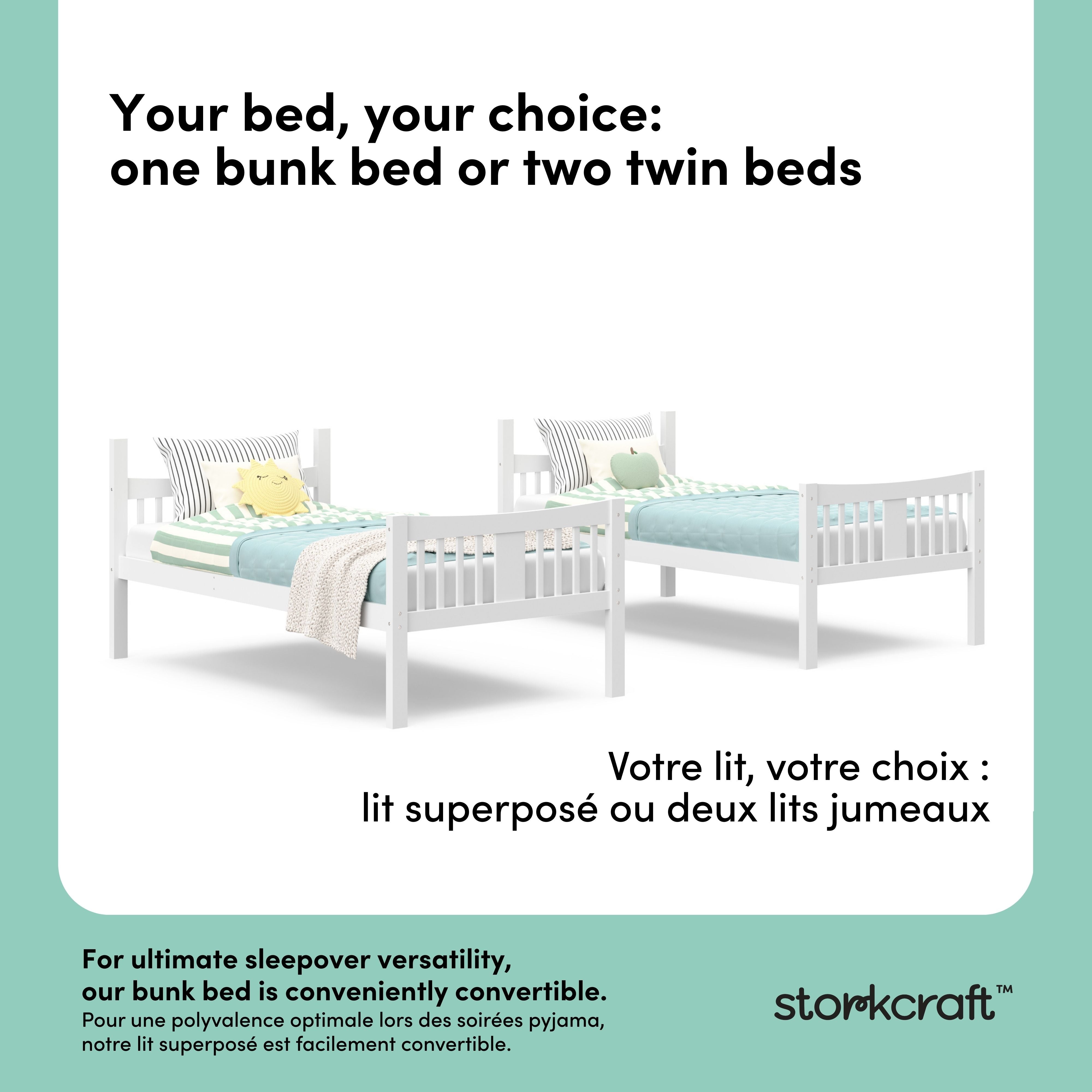 Caribou white twin over twin bunk bed convertible callout