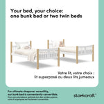 Caribou white with natural twin over twin bunk bed convertible callout