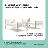 Caribou white with natural twin over twin bunk bed convertible callout