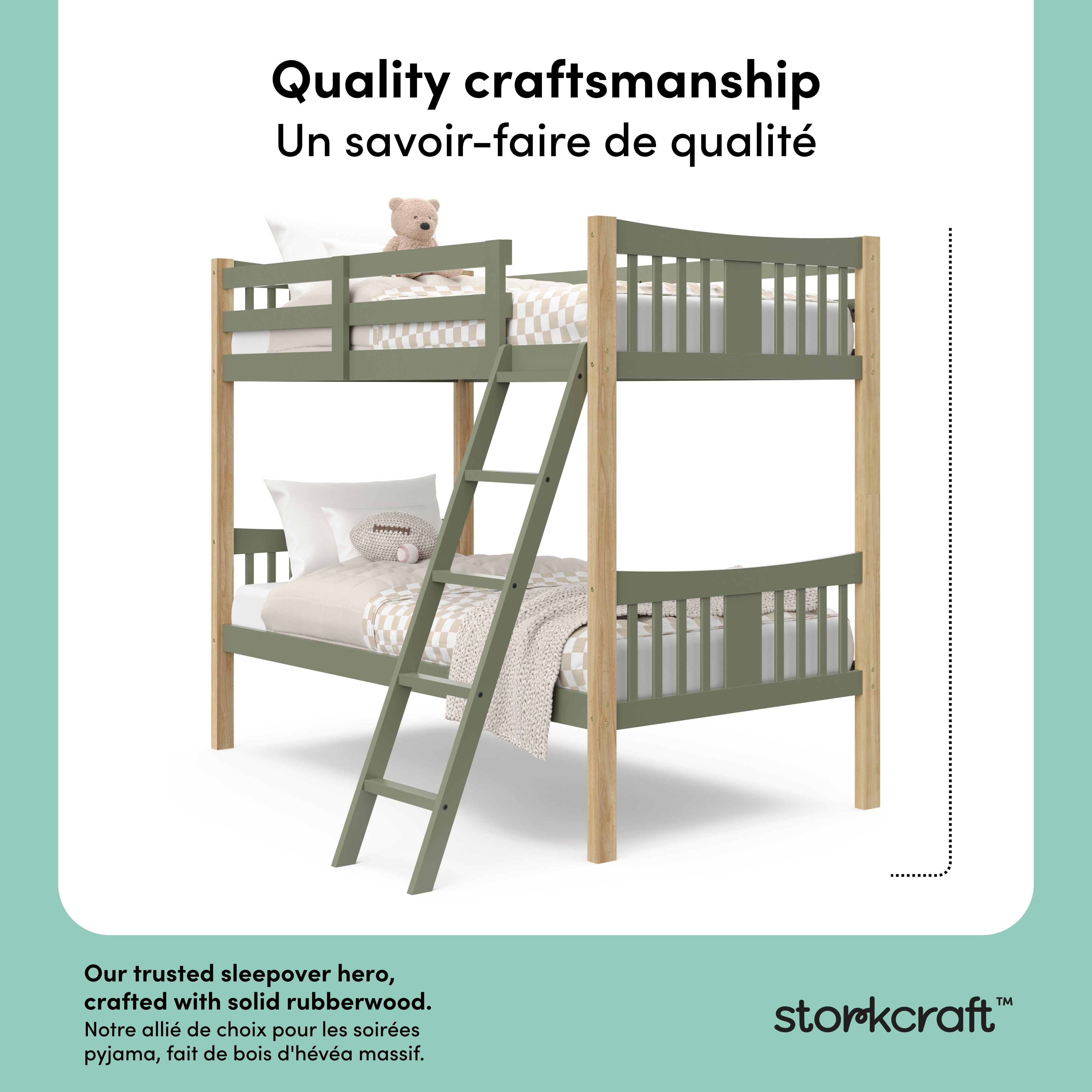 Caribou olive with natural twin over twin bunk bed style callout