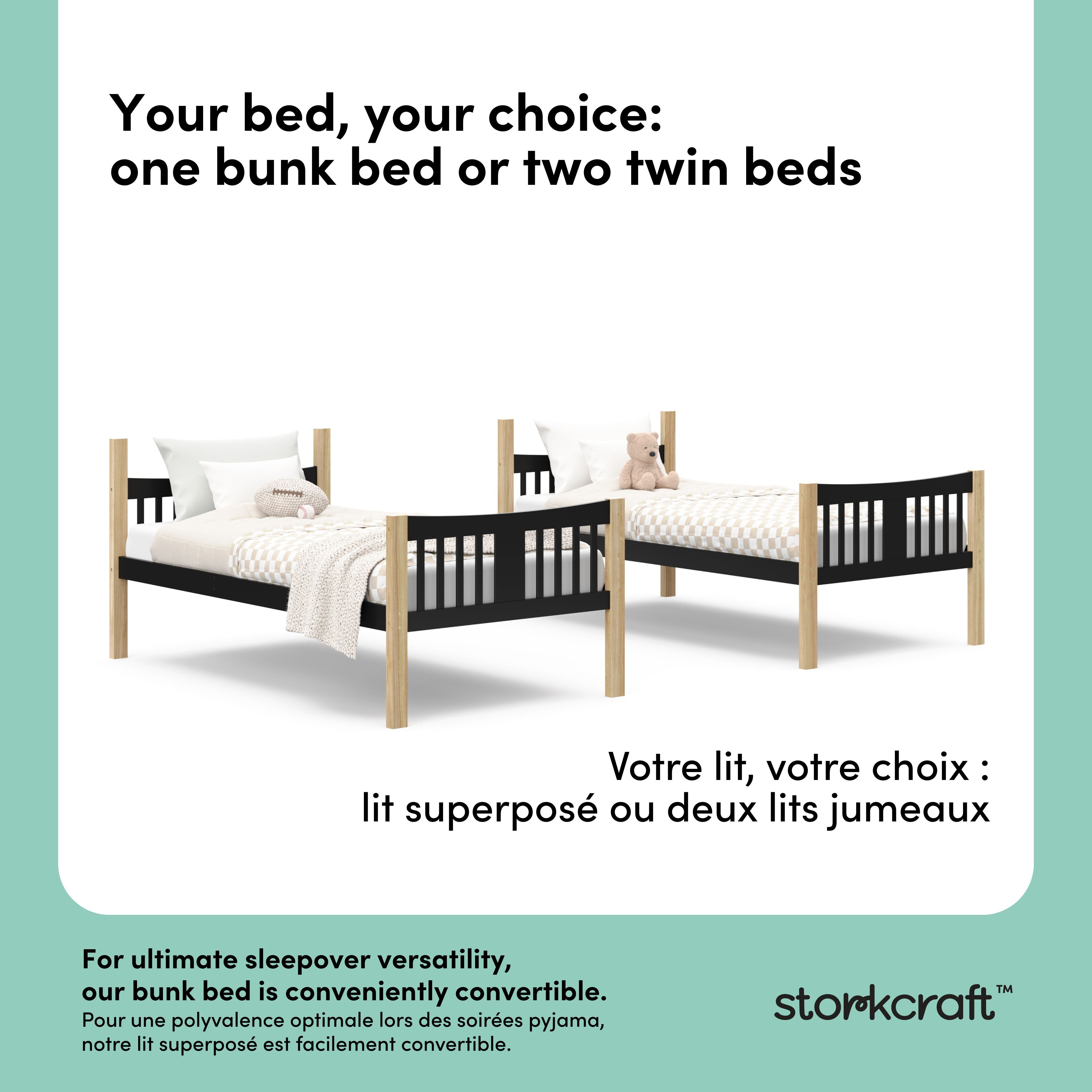 Caribou black with natural twin over twin bunk bed convertible callout