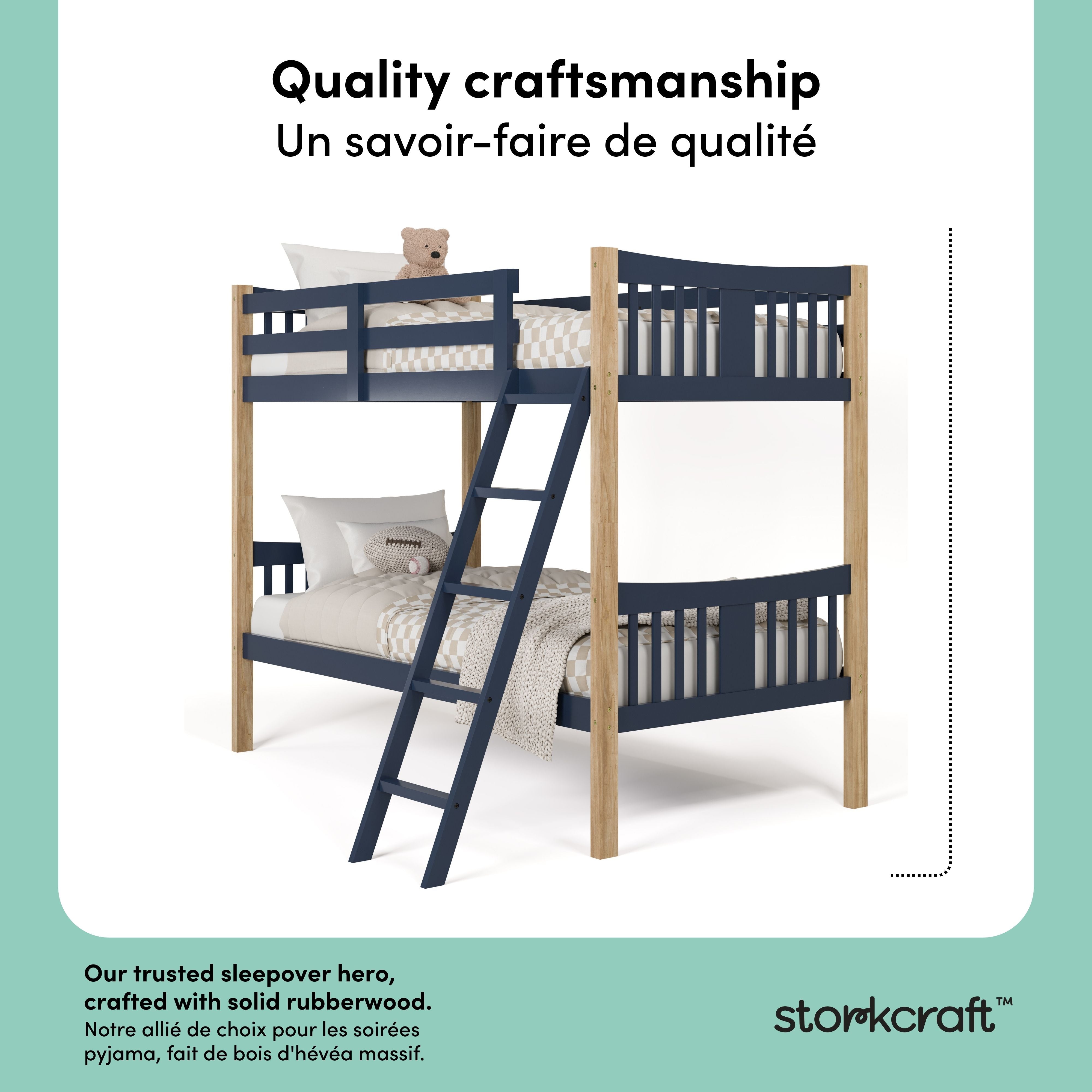Caribou midnight blue with natural twin over twin bunk bed style callout