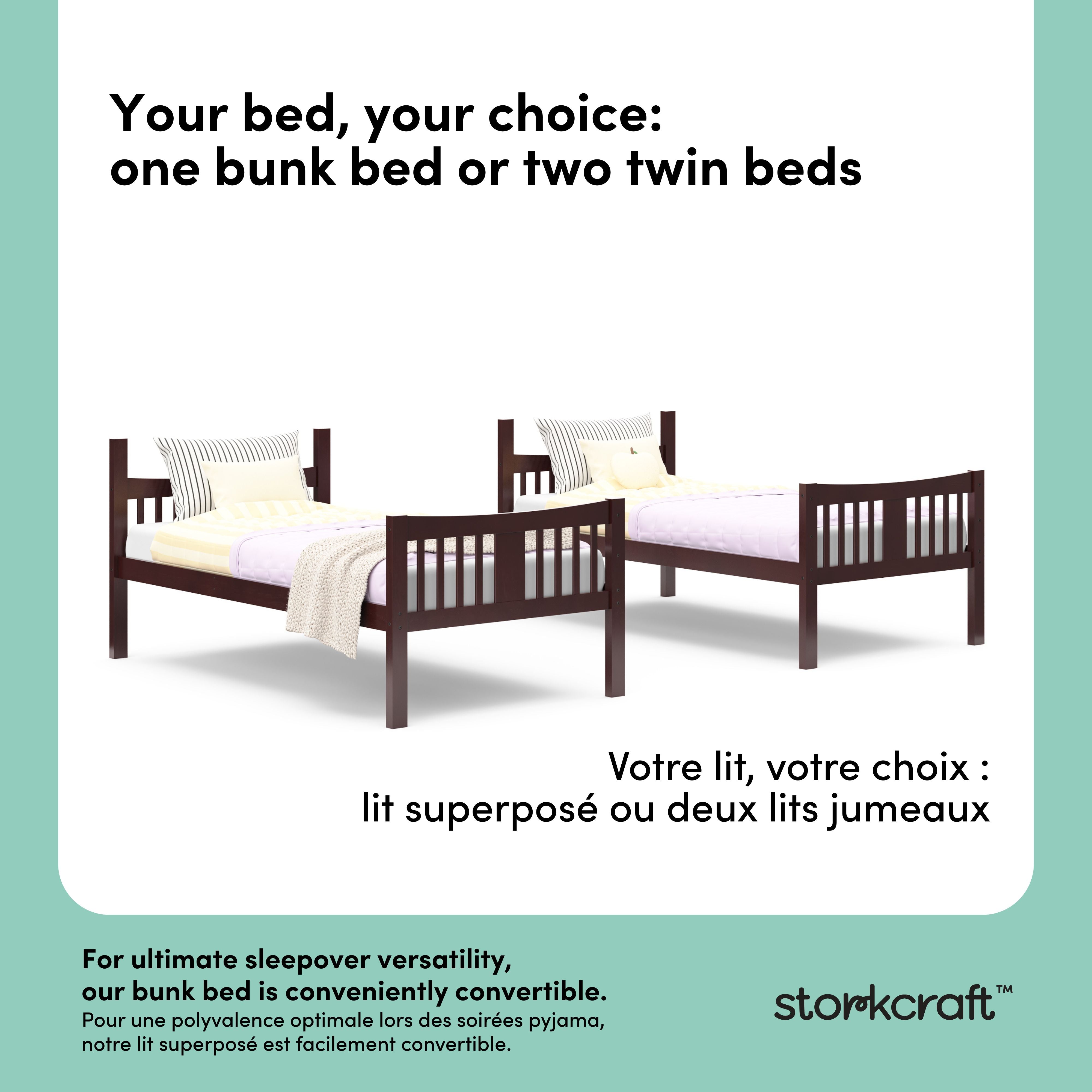 Caribou espresso twin over twin bunk bed convertible callout
