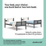 Caribou gray twin over twin bunk bed convertible callout