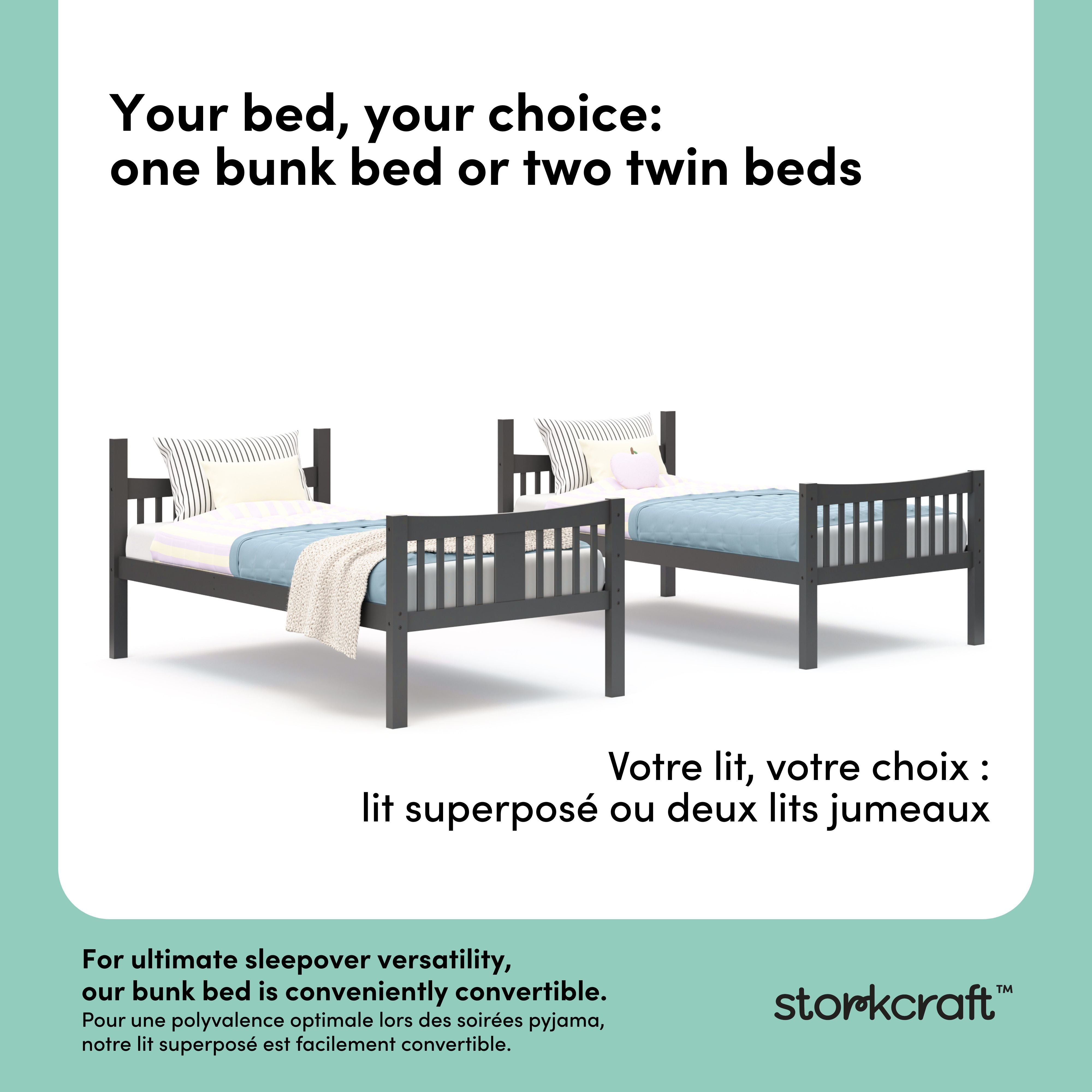 Caribou gray twin over twin bunk bed convertible callout