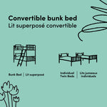 Caribou twin over twin bunk bed line drawing of conversions